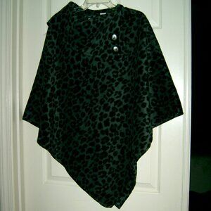 Share Women’s Animal Print Turtleneck Poncho, Black & Gray, One Size Super Soft